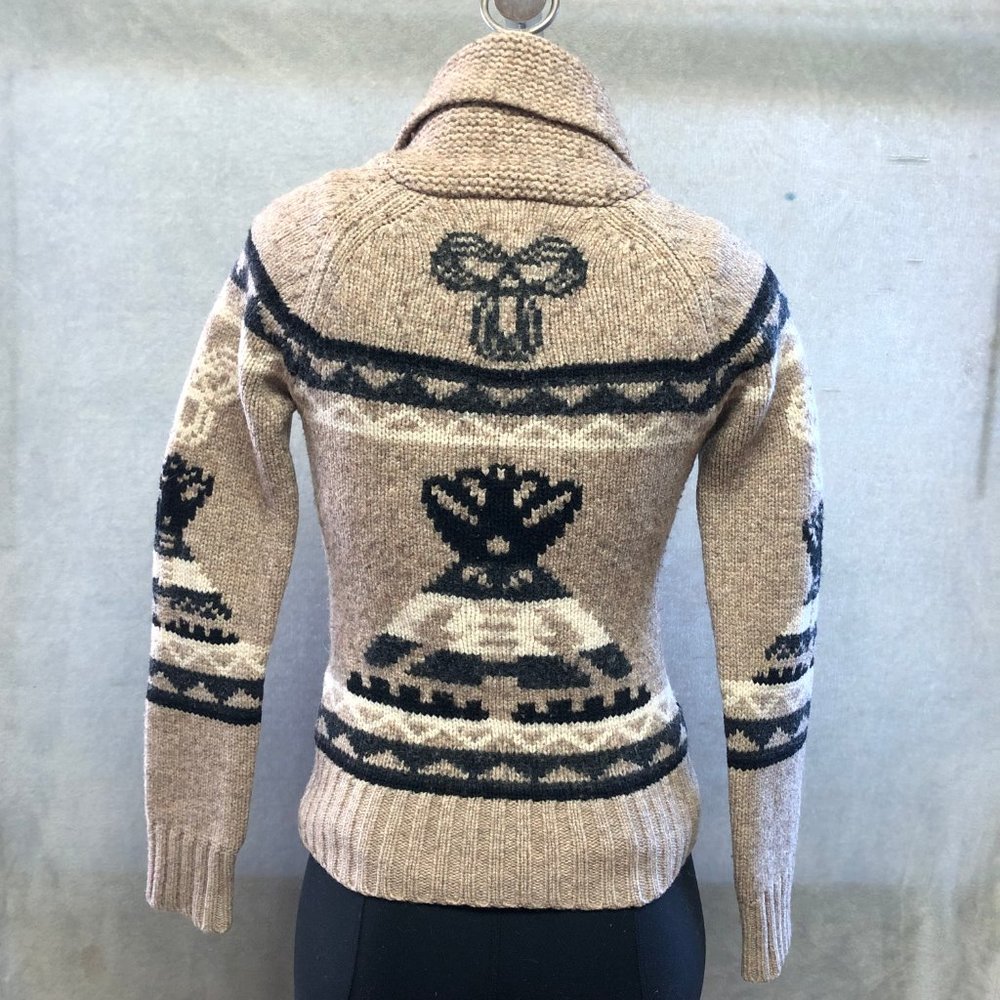 Aritzia TNA 100% Lambs wool Sea To Sky Knitted Horse Zip Up Cardigan Sweater MD - Picture 2 of 9